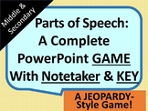 Parts of Speech Team Game in PDF with KEY, Middle and High School