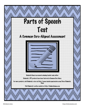 Preview of Parts of Speech Test