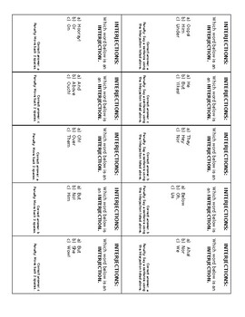 Parts of Speech Trivia Playing Cards: INTERJECTIONS by Shauna Cooke