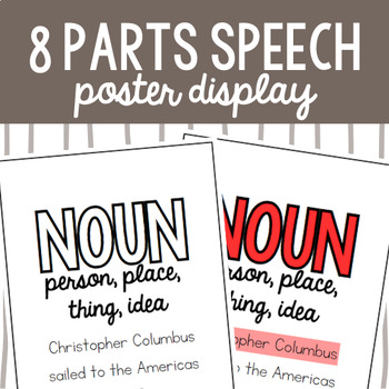 Preview of Parts of Speech US History Display Posters Color Coded & Example Sentences