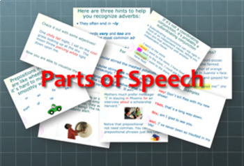 Preview of Parts of Speech: Videos, Notes, and Assessments - grammar lesson