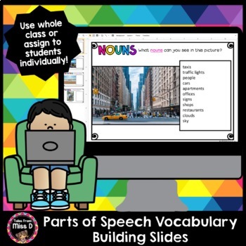 Preview of Parts of Speech Vocabulary Building - Slides