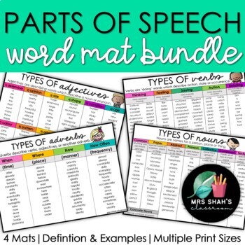 Preview of Parts of Speech Word List | BUNDLE