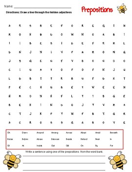 parts of speech word search