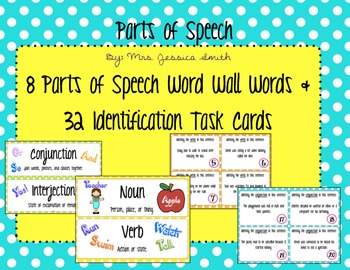 Preview of Parts of Speech Word Wall and Task Cards