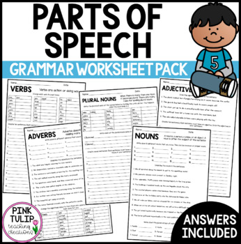 Preview of Parts of Speech Grammar Workbook