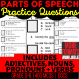 Parts of Speech Docs Worksheets Nouns Verbs Adjectives Pro