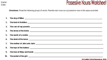 Parts Of Speech Grammar Worksheets For Middle And High School Tpt