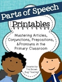 Parts of Speech Worksheets {Articles, Conjunctions, Prepos
