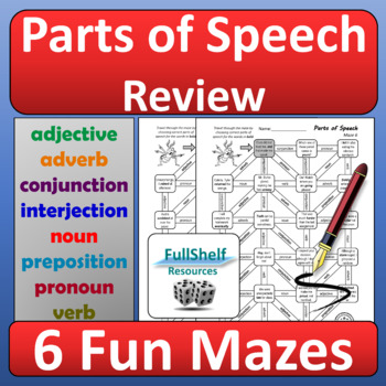 Preview of Parts of Speech Worksheets Fun Grammar Activities ELA Early Finishers Mazes