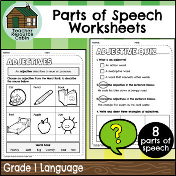 Preview of Parts of Speech Worksheets (Grade 1)