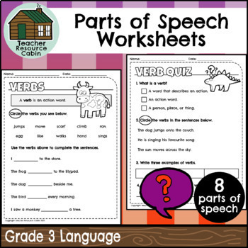 parts of speech review worksheets 3rd grade