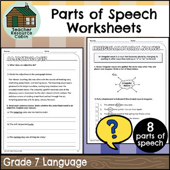 Preview of Parts of Speech Worksheets (Grade 7)