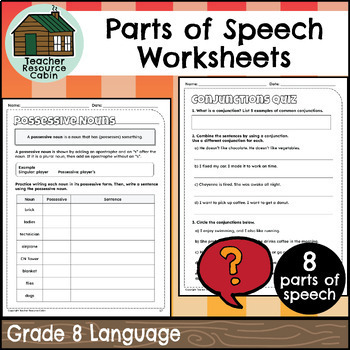 Preview of Parts of Speech Worksheets (Grade 8)