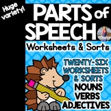 Parts of Speech Worksheets and Sorts (Nouns, Verbs, Adjectives)