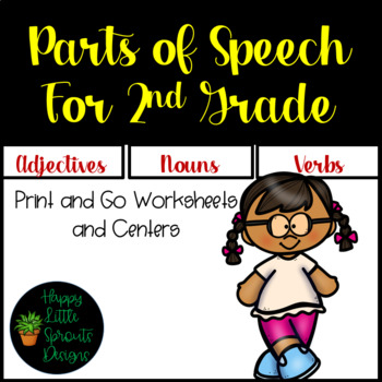 Preview of Parts of Speech for Grades 1, 2, 3  Adjectives, Nouns, and Verbs Bundle No Prep