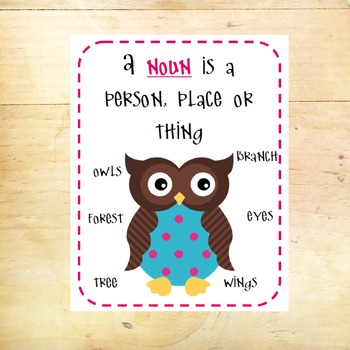 Parts of Speech - owl theme by Keeping Up with Mrs Harris | TPT
