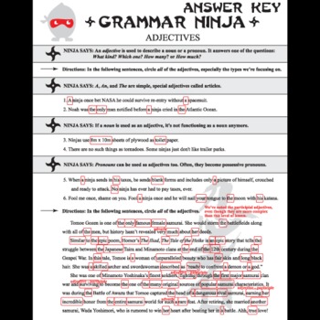 speech parts of worksheets Speech of Grammar by Created  Parts  with Adjectives Ninja