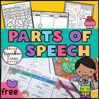 Preview of Parts of Speech word sort mad lib and color by code