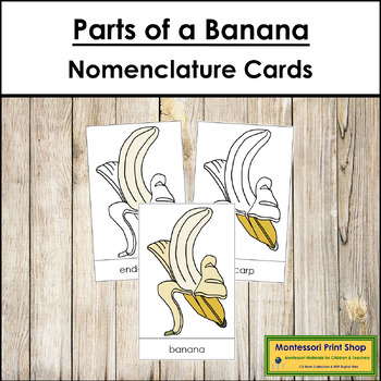 Preview of Parts of a Banana 3-Part Cards - Montessori Nomenclature