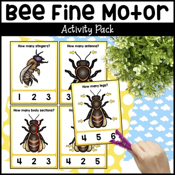 Preview of Bee Fine Motor Activities w/ Parts of a Bee Cards, Pollination & Nectar Game