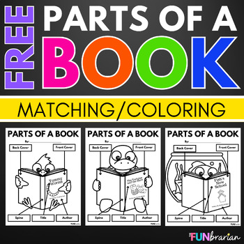 Preview of Parts of a Book | Coloring and Matching | Library Skills