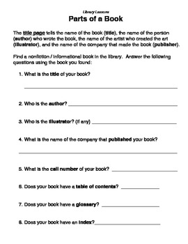 Parts of a Book - Library L... by Lucky Librarian | Teachers Pay Teachers