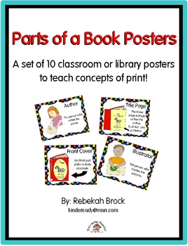 Preview of Parts of a Book Posters:  13 Posters to Teach Concepts of Print