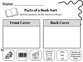 Preview of Parts of a Book Sort