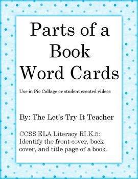 Preview of Parts of a Book Word Cards