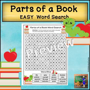 Preview of Parts of a Book Word Search |  EASY Puzzle