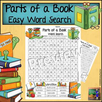 Preview of Parts of a Book Word Search  | EASY Puzzle