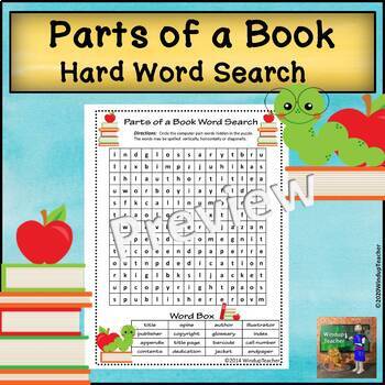 Preview of Parts of a Book Word Search Puzzle for Elementary