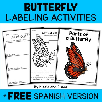Preview of Parts of a Monarch Butterfly Activities + FREE Spanish