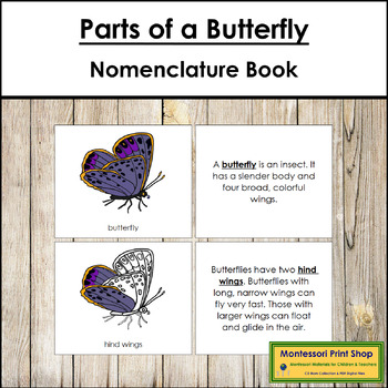 Preview of Parts of a Butterfly Book - Montessori Nomenclature