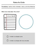 Parts of a Circle 3rd 4th 5th Geometry Word Document Handouts