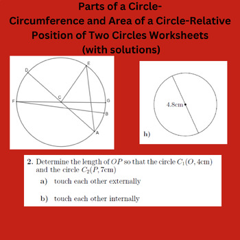 Preview of Parts of a Circle-Circumference and Area of a Circle-Relative Position of Two Ci