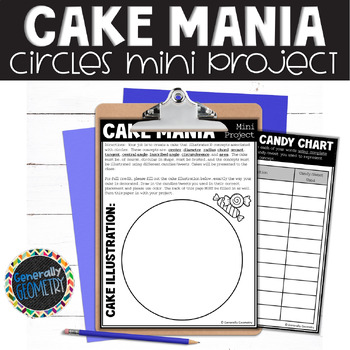 Preview of Parts of a Circle Vocabulary | Cake Mania Mini Project