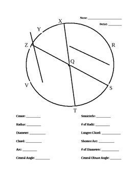 Parts of a Circle WS 2 by Laurence Loves Algebra TpT