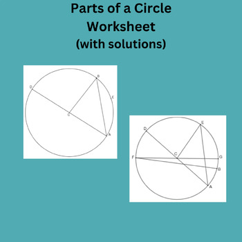 Preview of Parts of a Circle Worksheet (with solutions)
