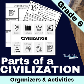 Preview of Parts of a Civilization - Graphic Organizers, Readings, Posters, & Activities