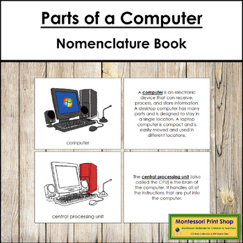 Preview of Parts of a Computer Book (red highlights) - Montessori Nomenclature