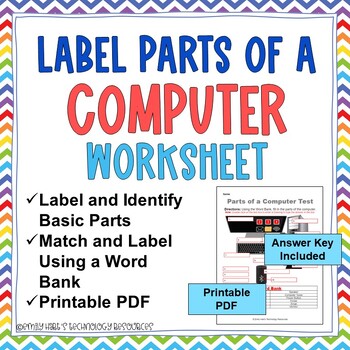 Preview of COMPUTER LITERACY: FREE Parts of a Computer Test PRINTABLE WORKSHEET