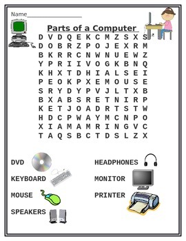 Preview of Parts of a Computer Word Search Puzzle