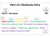 Parts of a Dictionary Entry Poster