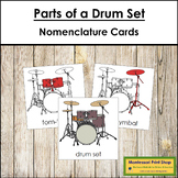 Parts of a Drum Set 3-Part Cards (red highlights) - Montes