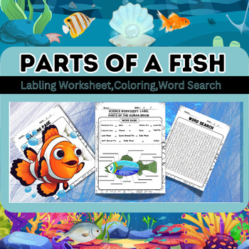 Parts of a Fish: Interactive Worksheets With Coloring page And Word Search