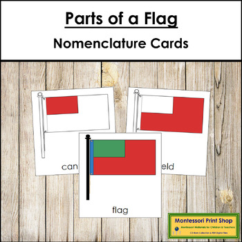 Preview of Parts of a Flag 3-Part Cards (red highlights) - Montessori Nomenclature