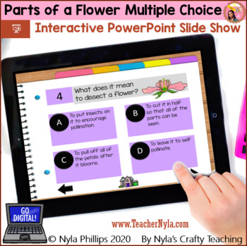 Preview of Parts of a Flower Interactive PowerPoint Multiple Choice for Distance Learning