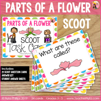 Preview of Parts of a Flower Scoot Task Cards